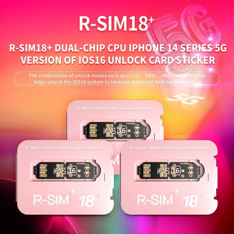 R-SIM18+ RSIM 18+ Nano Unlock Card for Iphone 14 plus 13 12 11 Pro Max XR Ios 16