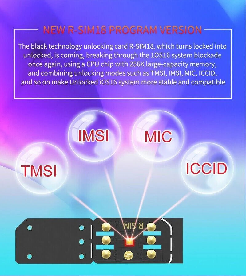 R-SIM18 RSIM 18 Nano Unlock Card for Iphone 14 plus 13 12 11 Pro Max X XR Ios 16