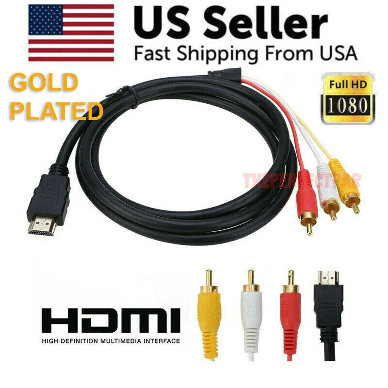 HDMI Male to 3 RCA Video Audio AV Component Converter Adapter Cable HDTV 1080