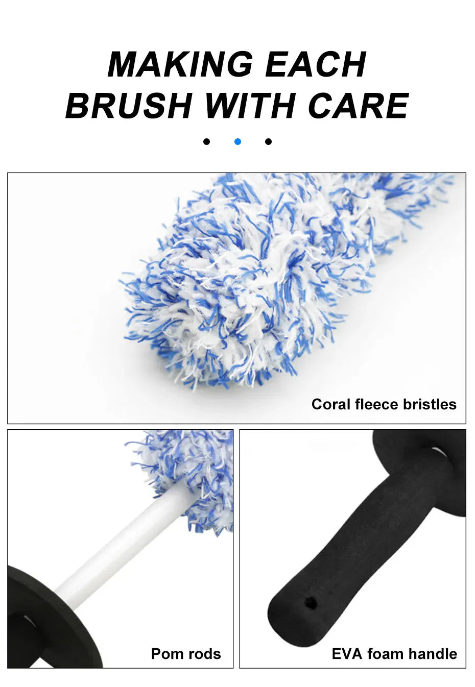 Car Alloy Wheel Cleaning Brush Tool Tire Washing Clean Soft Bristle Cleaner US