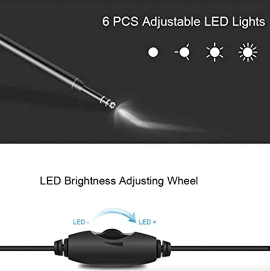 HD LED Ear Endoscope Otoscope Camera Wax Pick Cleaning Tool Cleaner Removal Kit