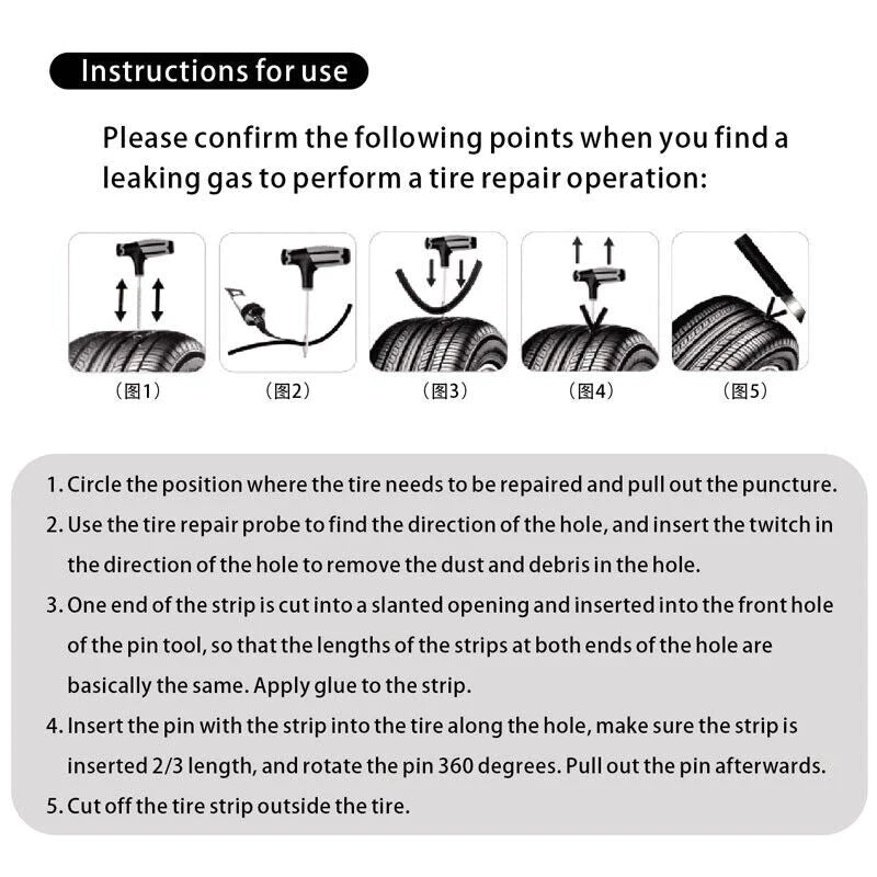 68Pc Tire Repair Kit DIY Flat Tire Repair Car Truck Motorcycle Home Plug Patch