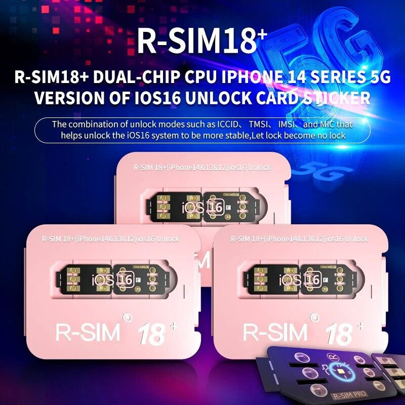R-SIM18+ RSIM 18+ Nano Unlock Card for Iphone 14 plus 13 12 11 Pro Max XR Ios 16