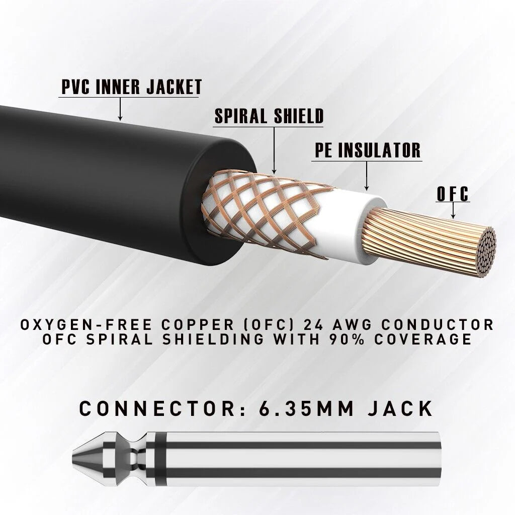 2 PACK 10FT Electric Patch Cord Guitar Amplifier Amp Cable Right Angle 90 Degree