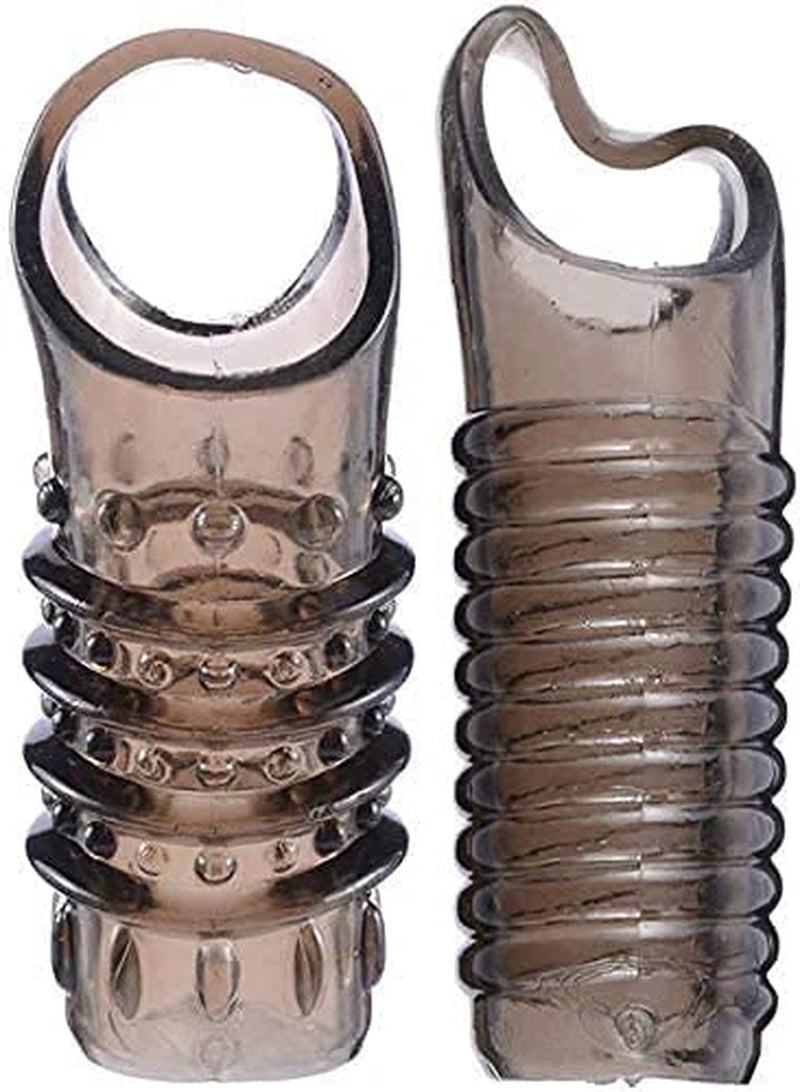 2PCS Reusable Cock Ring Glans Penis Enlarger Delayed Ejaculation Sleeve Extender