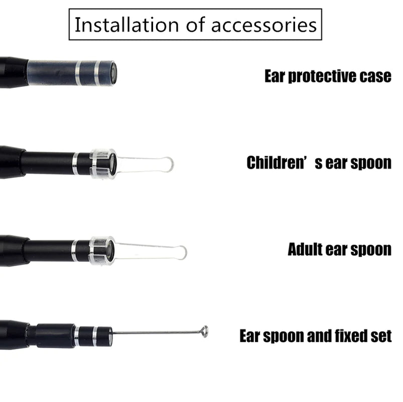 HD LED Ear Endoscope Otoscope Camera Wax Pick Cleaning Tool Cleaner Removal Kit