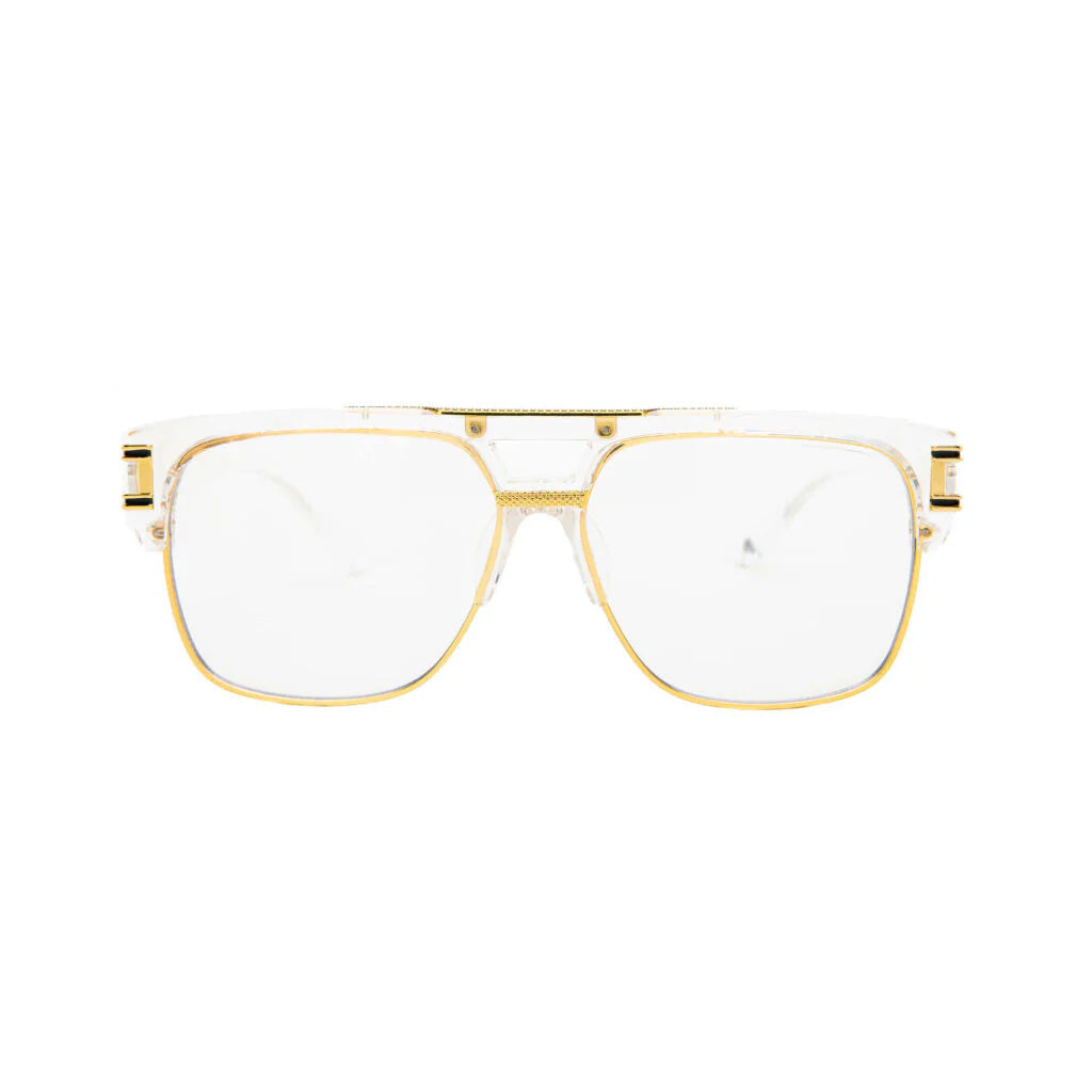 Men'S Sunglasses Designer Fashion Square Clear Gold Frame Clear Lens Style W/Box