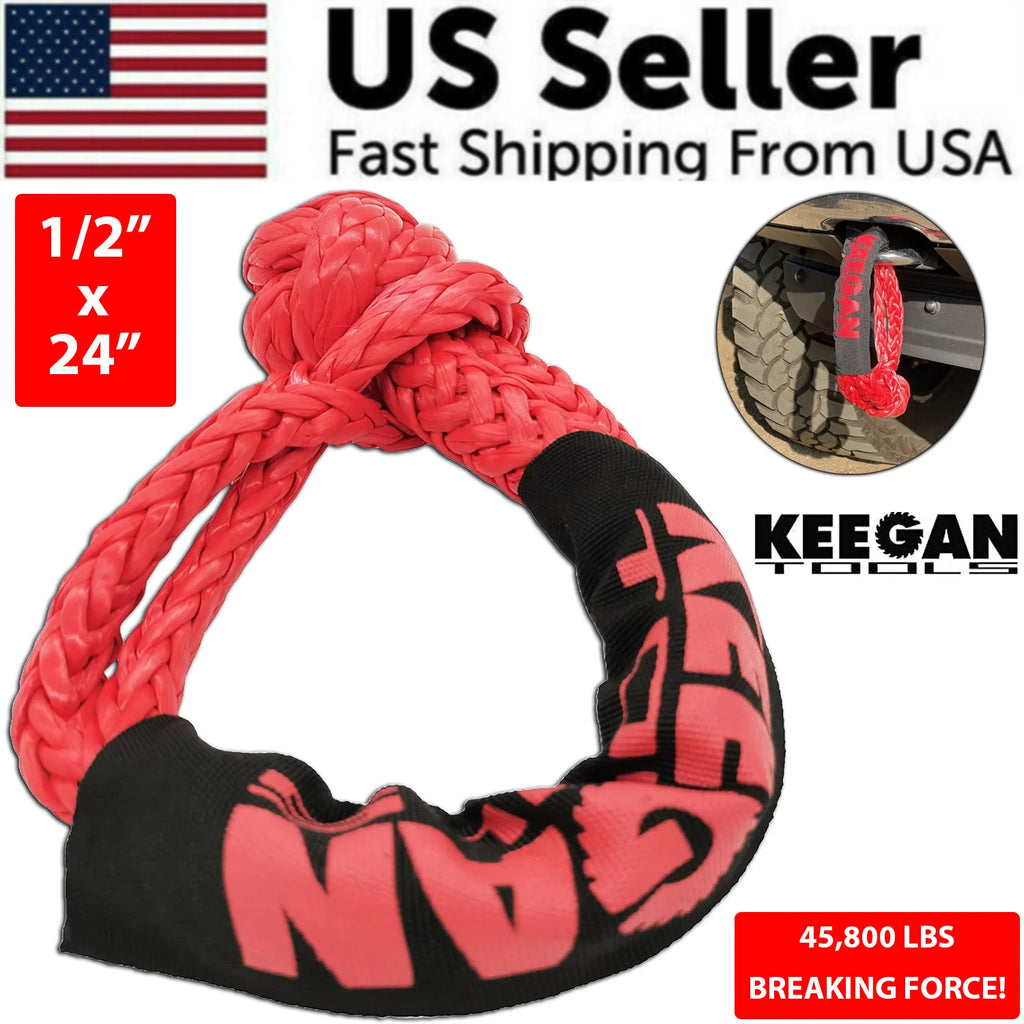 1/2" X 24" 65,000LBS Soft Shackle Recovery Rope for SUV Winch Snatch off Road US