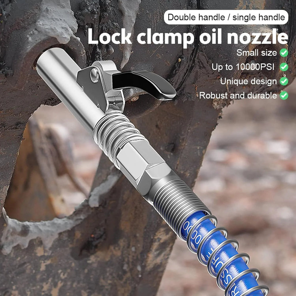 2 Pack Grease Gun Coupler High Pressure Quick Release Lock Oil Injection Nozzles