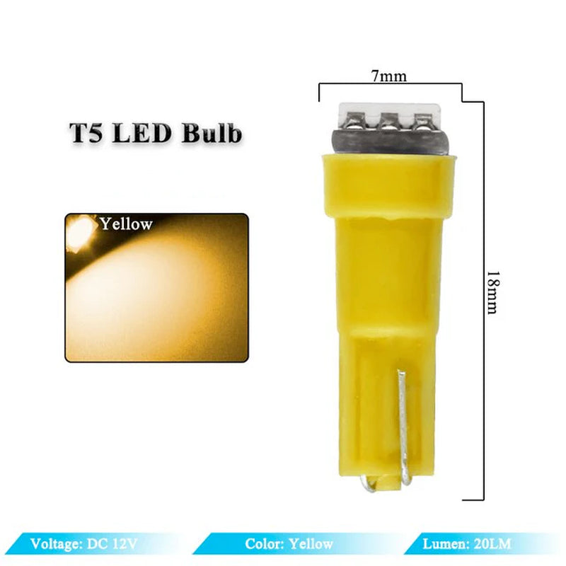 70PCS T5 T10 5050-SMD LED Speedometer Instrument Gauge Cluster Dash Light Bulbs