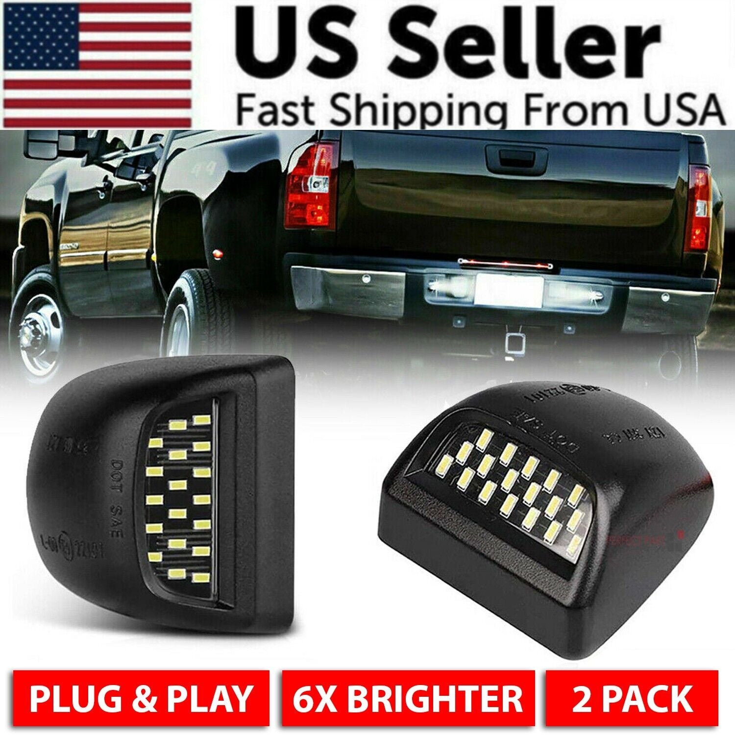 For Chevy Silverado Avalanche 1999-2013 BRIGHT SMD LED License Plate Lights Lamp