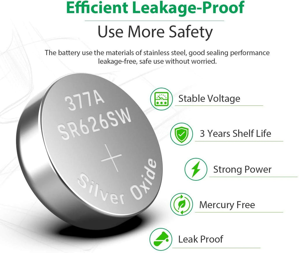 10 X OEM SPEC 377 376 364 363 WATCH BATTERY SR626SW SR626W Silver Oxide Battery