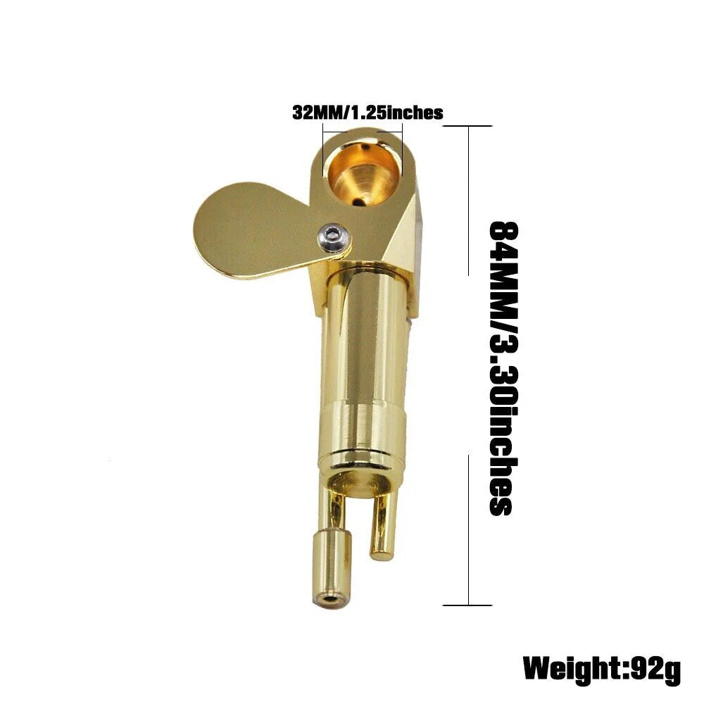 Brass Tobacco Smoking Pipe W/ Stash Storage Cylinder Chamber Metal W/ Lid Bowl