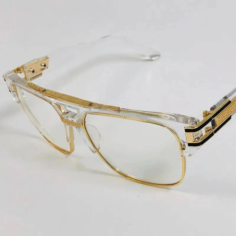 Men'S Sunglasses Designer Fashion Square Clear Gold Frame Clear Lens Style W/Box