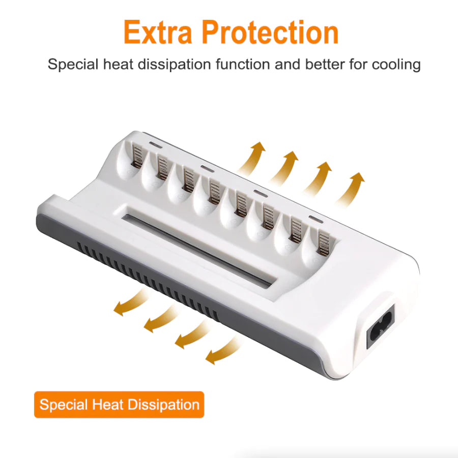 8 Slot Battery Charger for Ni-Mh Ni-Cd AA AAA Rechargeable Batteries Fast Charge