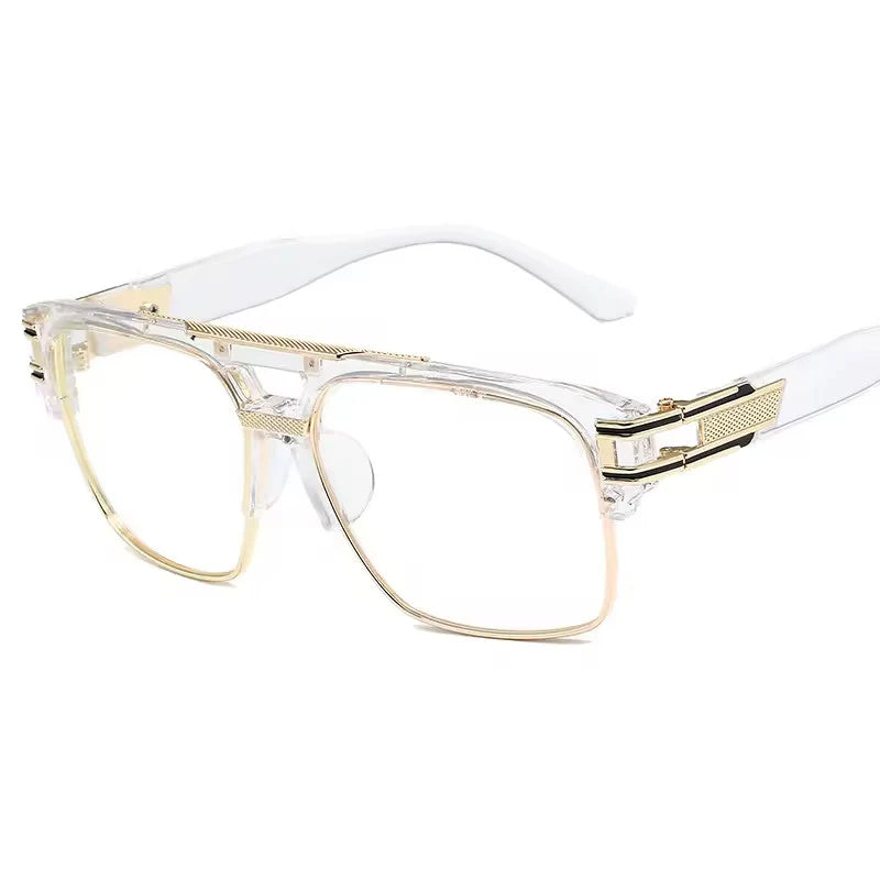 Men'S Sunglasses Designer Fashion Square Clear Gold Frame Clear Lens Style W/Box