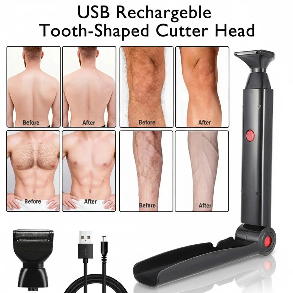 Long Handle Electric Back Shaver for Men Body Hair Removal Razor USB Recharge US