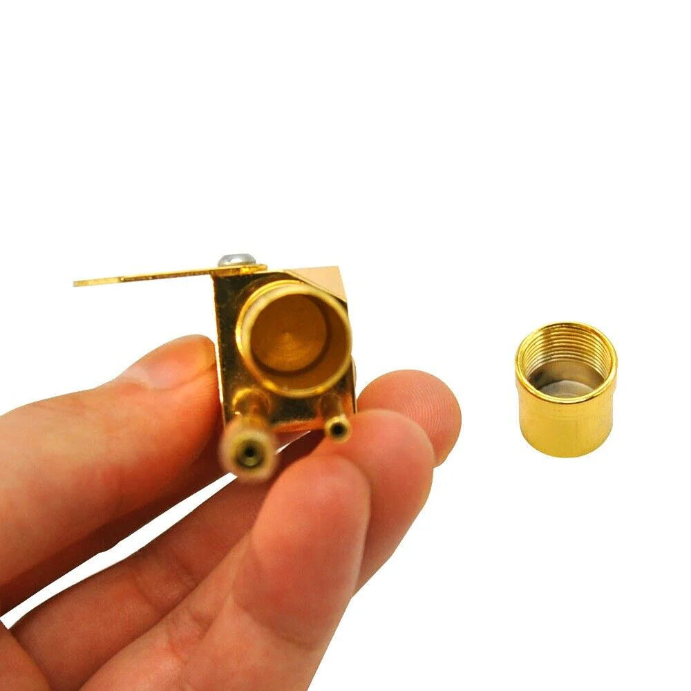 Brass Tobacco Smoking Pipe W/ Stash Storage Cylinder Chamber Metal W/ Lid Bowl