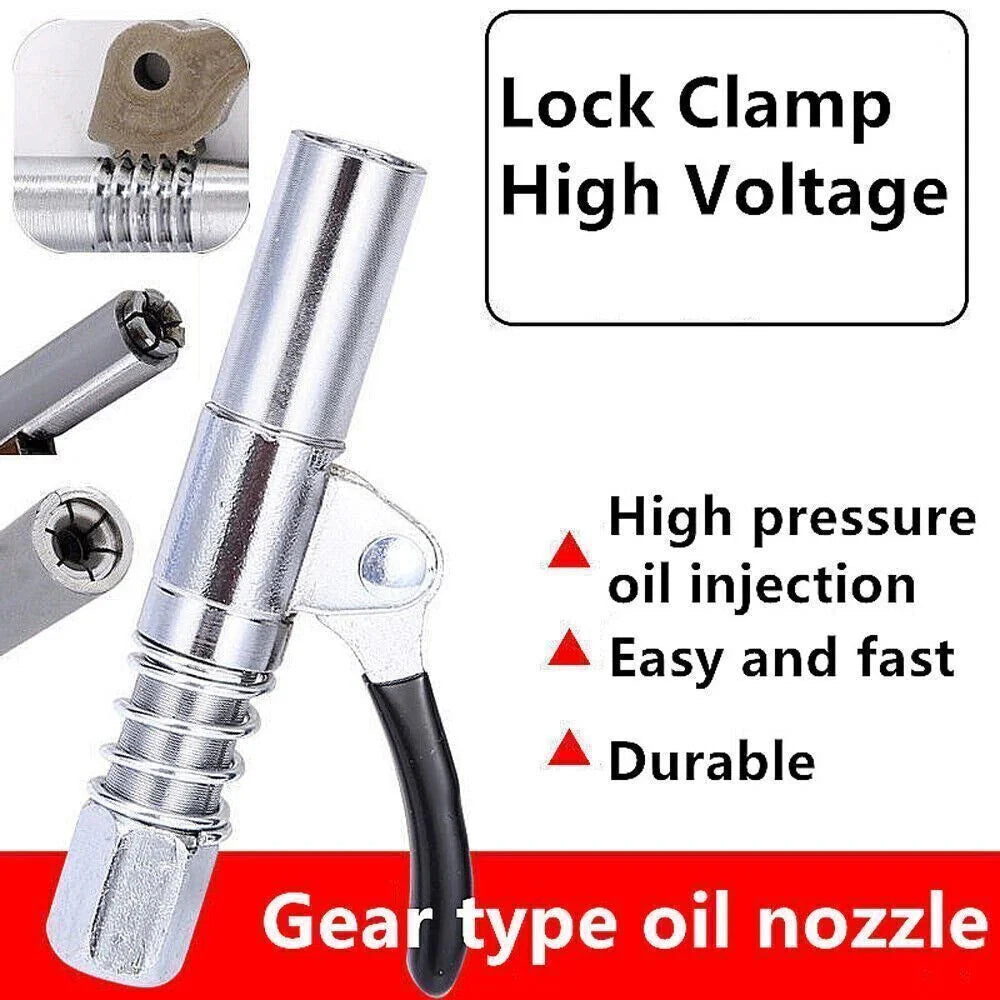 2 Pack Grease Gun Coupler High Pressure Quick Release Lock Oil Injection Nozzles