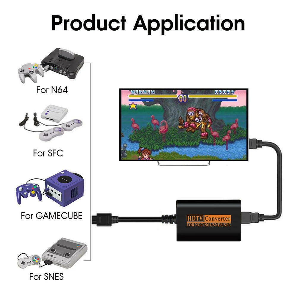 N64 to HDMI Converter Adapter HD Link Cable for Nintendo Gamecube Super NES SNES