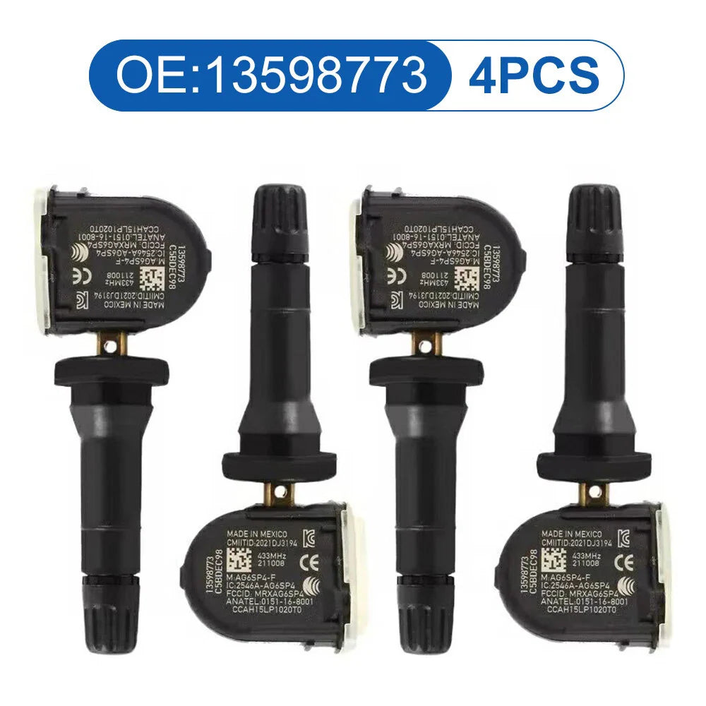 4 PACK Tire Pressure Monitor Sensor for GM Buick Chevy GMC TPMS 433Mhz 13598773
