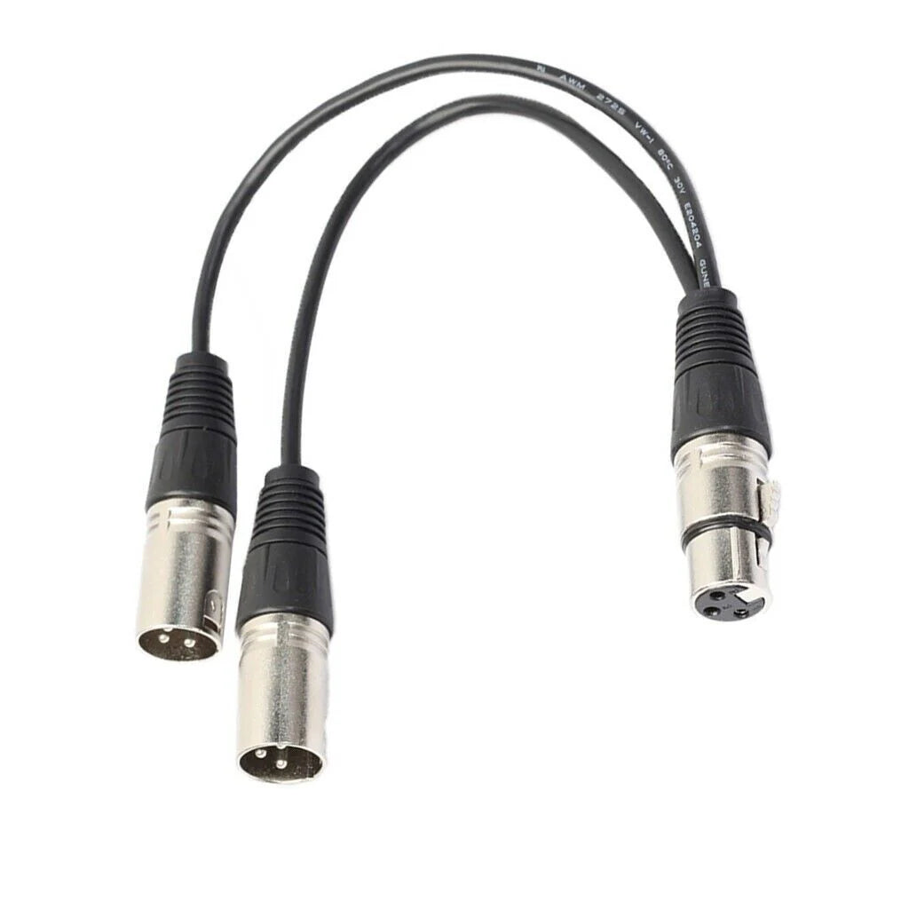 3Pin XLR Female Jack to Dual 2 Male Plug Y Splitter Cable Adapter Microphone USA