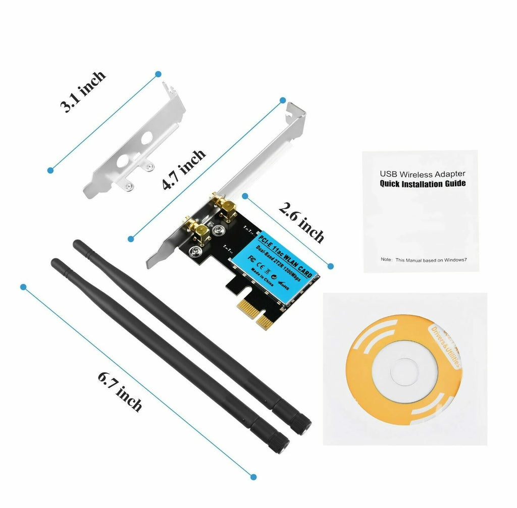 Wifi 1200Mbps Desktop Pcie Adapter 2.4G/5G Dual Band AX210 802.11AX PCI-E Card