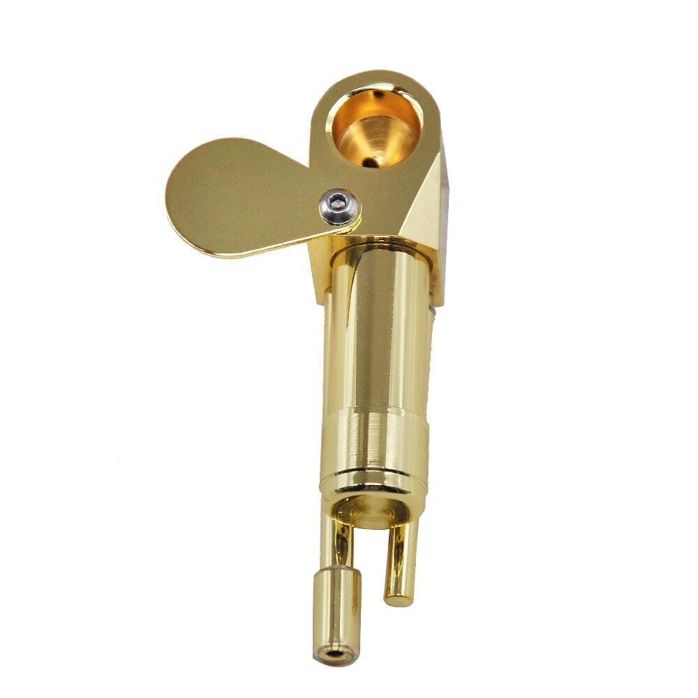 Brass Tobacco Smoking Pipe W/ Stash Storage Cylinder Chamber Metal W/ Lid Bowl
