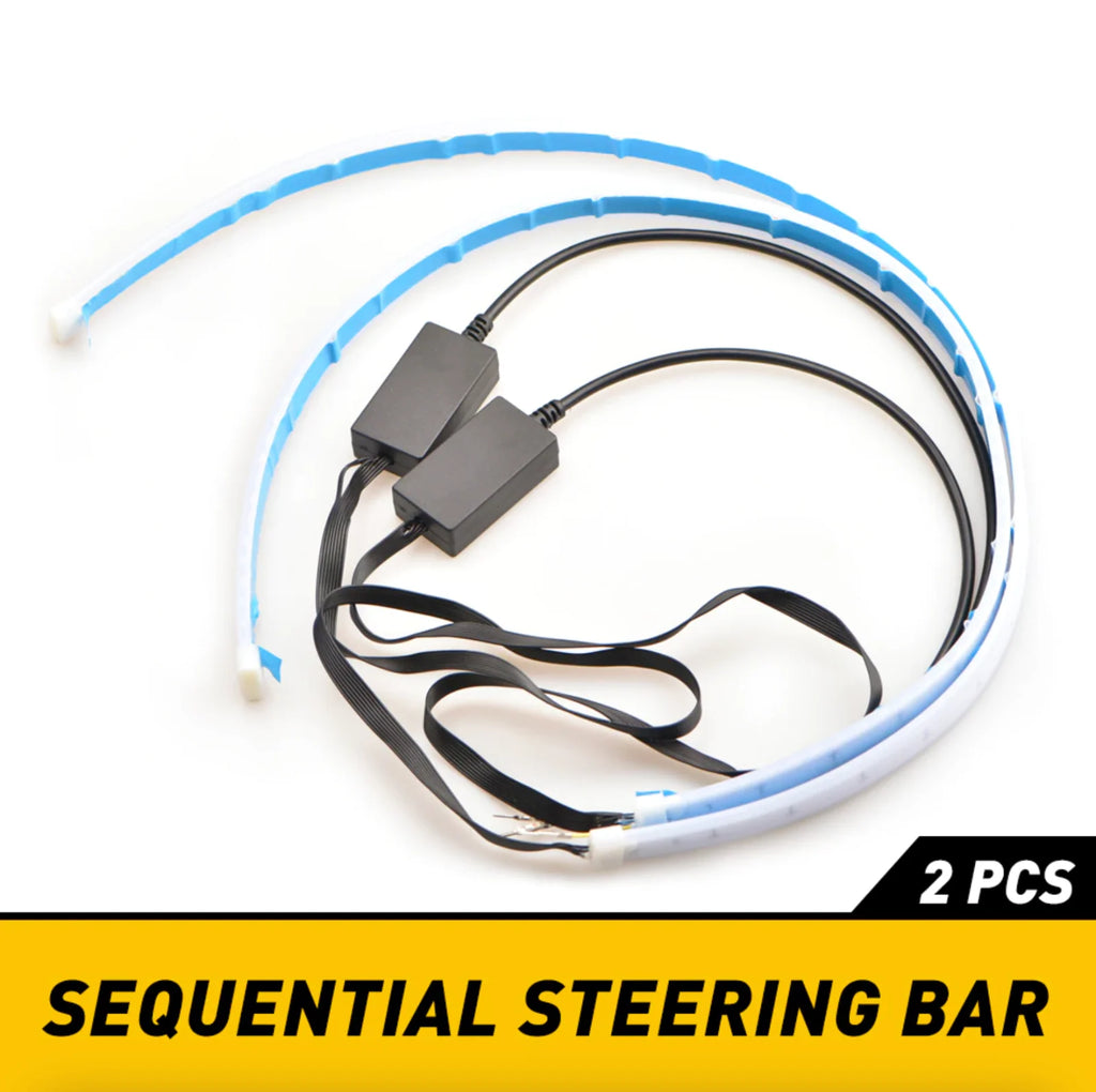 2 X 60CM Slim Amber Sequential Flexible LED DRL Turn Signal Strip for Headlight