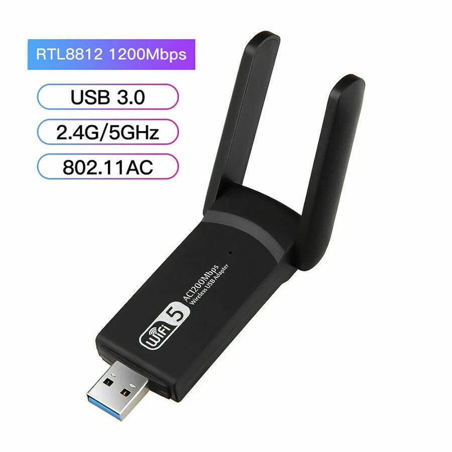 1200Mbps Long Range AC1200 Dual Band 5Ghz Wireless USB 3.0 Wifi Adapter Antennas