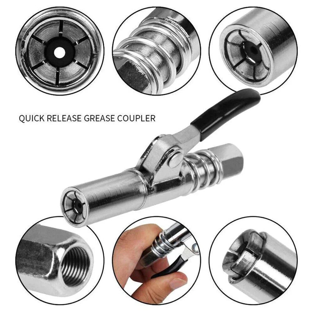 2 Pack Grease Gun Coupler High Pressure Quick Release Lock Oil Injection Nozzles