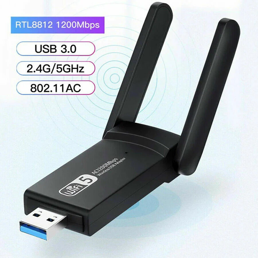 1200Mbps Long Range AC1200 Dual Band 5Ghz Wireless USB 3.0 Wifi Adapter Antennas