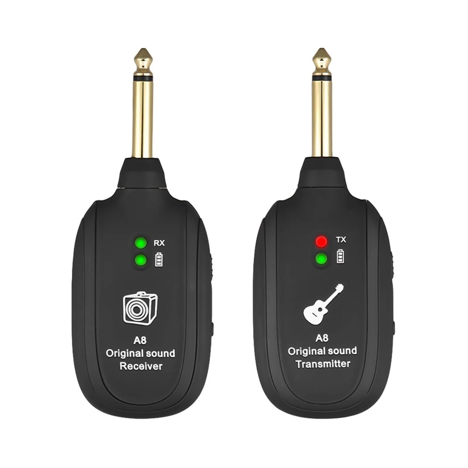 UHF Guitar Wireless System Transmitter+Receiver Built in Rechargeable Battery