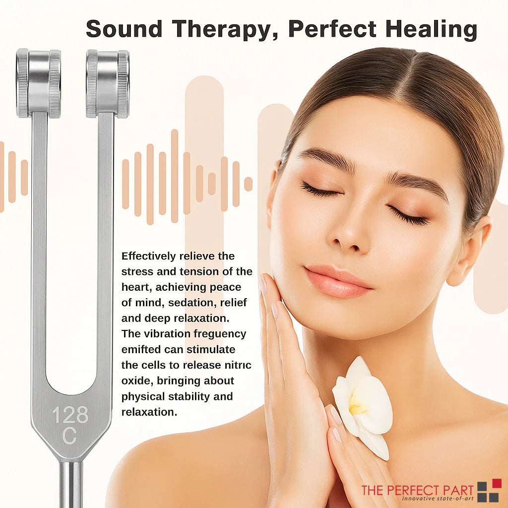 128Hz Healing Tuning Fork with Silicone Hammer Sound Therapy Musical Instrument