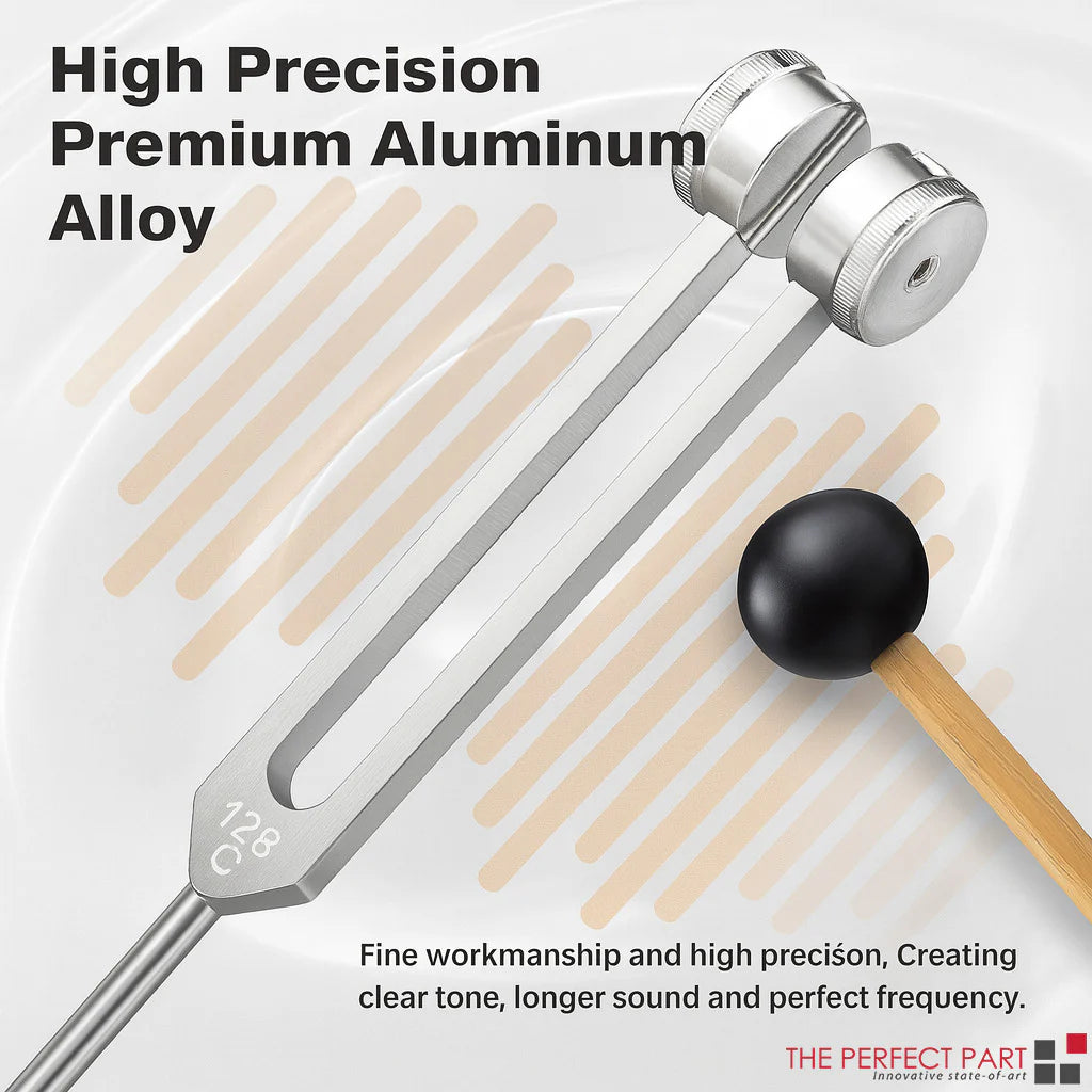 128Hz Healing Tuning Fork with Silicone Hammer Sound Therapy Musical Instrument