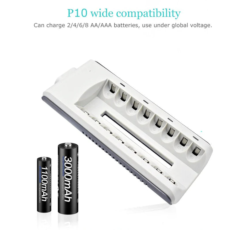 8 Slot Battery Charger for Ni-Mh Ni-Cd AA AAA Rechargeable Batteries Fast Charge