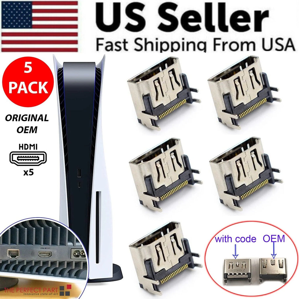 5 Pack OEM HDMI Port Connector Socket Replacement for Sony Playstation 5 PS5 USA
