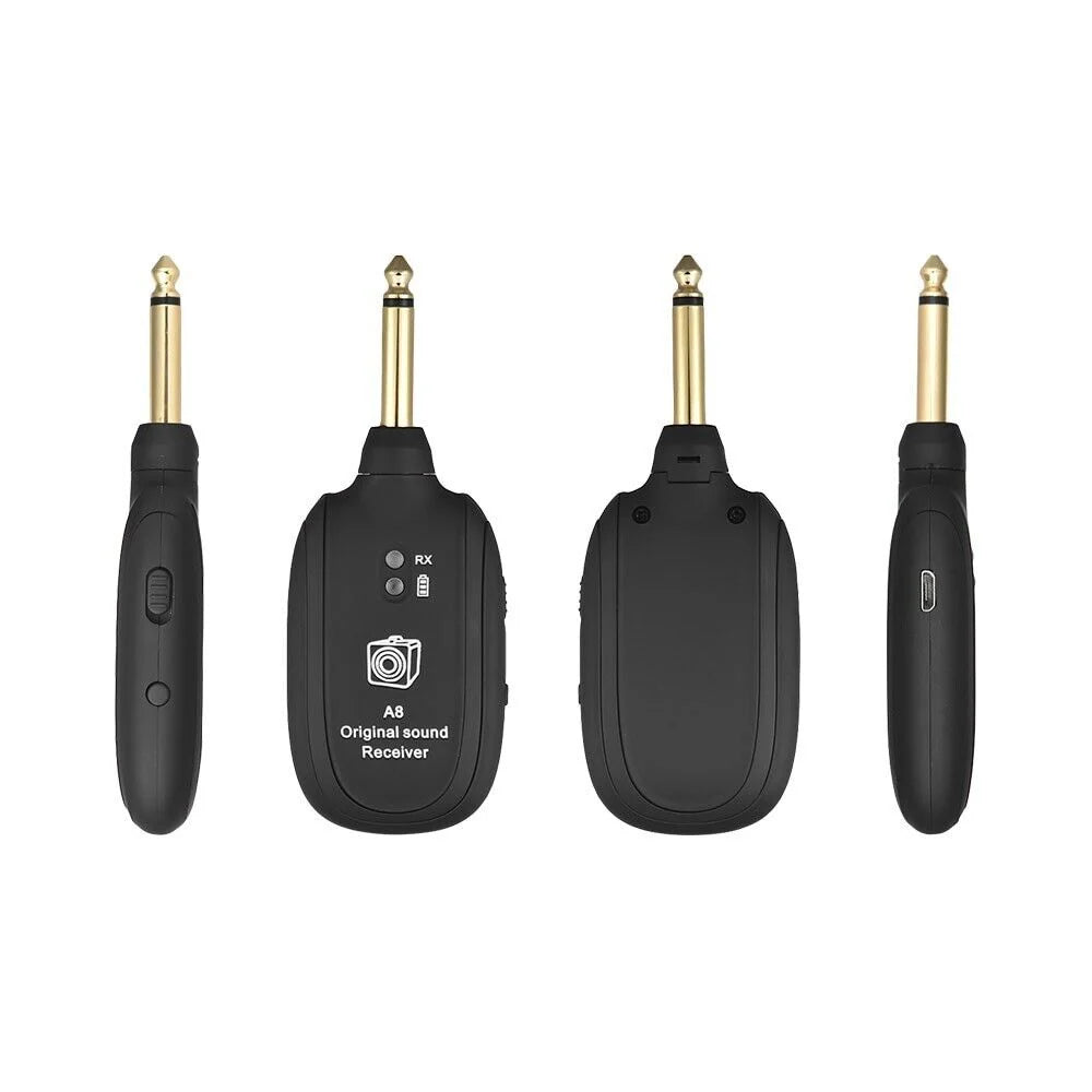 UHF Guitar Wireless System Transmitter+Receiver Built in Rechargeable Battery