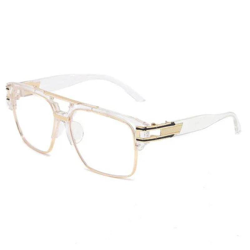 Men'S Sunglasses Designer Fashion Square Clear Gold Frame Clear Lens Style W/Box