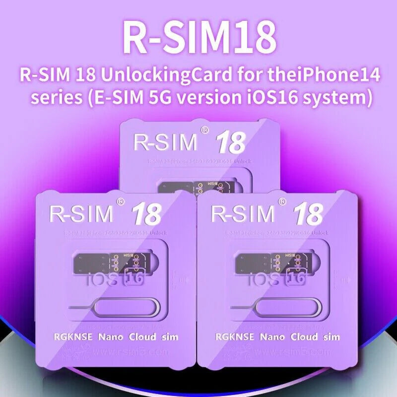 R-SIM18 RSIM 18 Nano Unlock Card for Iphone 14 plus 13 12 11 Pro Max X XR Ios 16