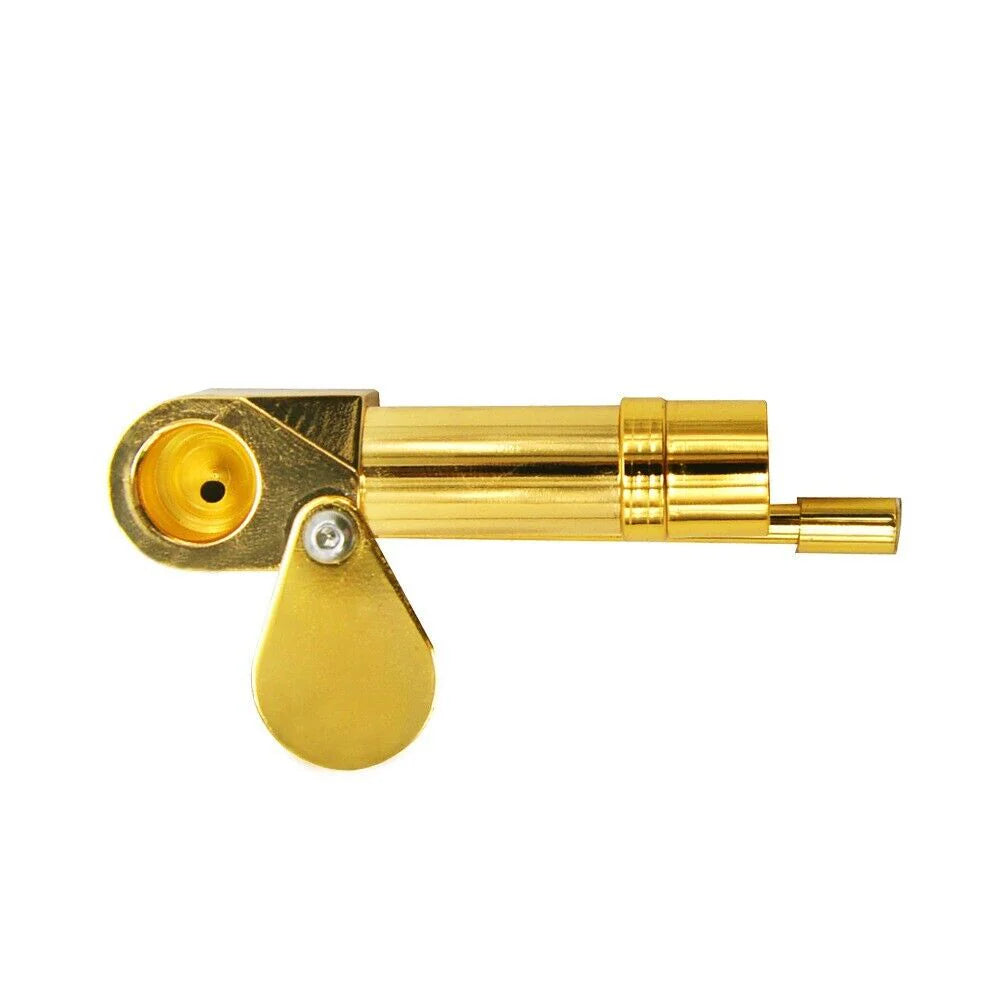 Brass Tobacco Smoking Pipe W/ Stash Storage Cylinder Chamber Metal W/ Lid Bowl