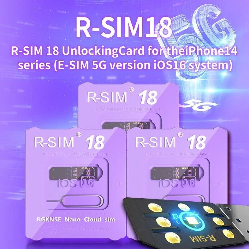 R-SIM18 RSIM 18 Nano Unlock Card for Iphone 14 plus 13 12 11 Pro Max X XR Ios 16