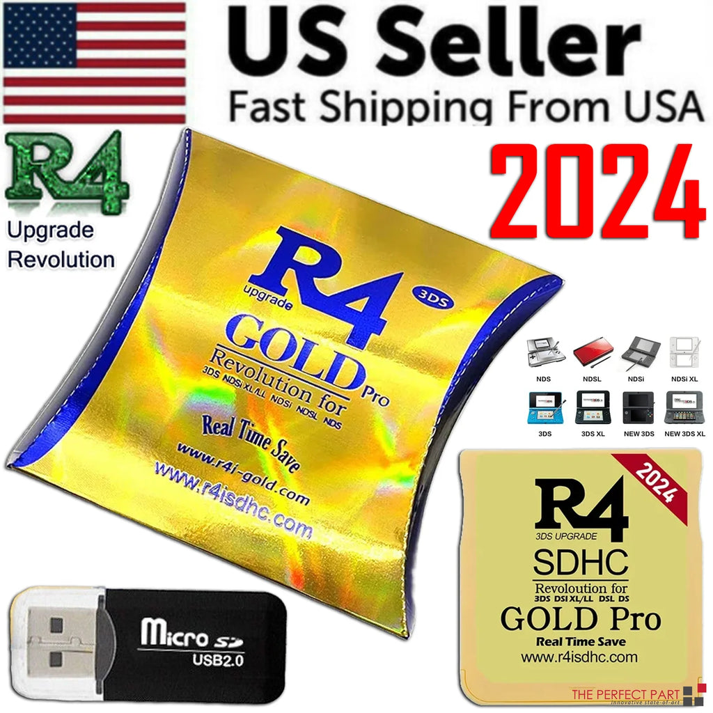 2024 Version R4 Gold Pro SDHC R4I for DS/3DS/2DS Revolution Cartridge + USB
