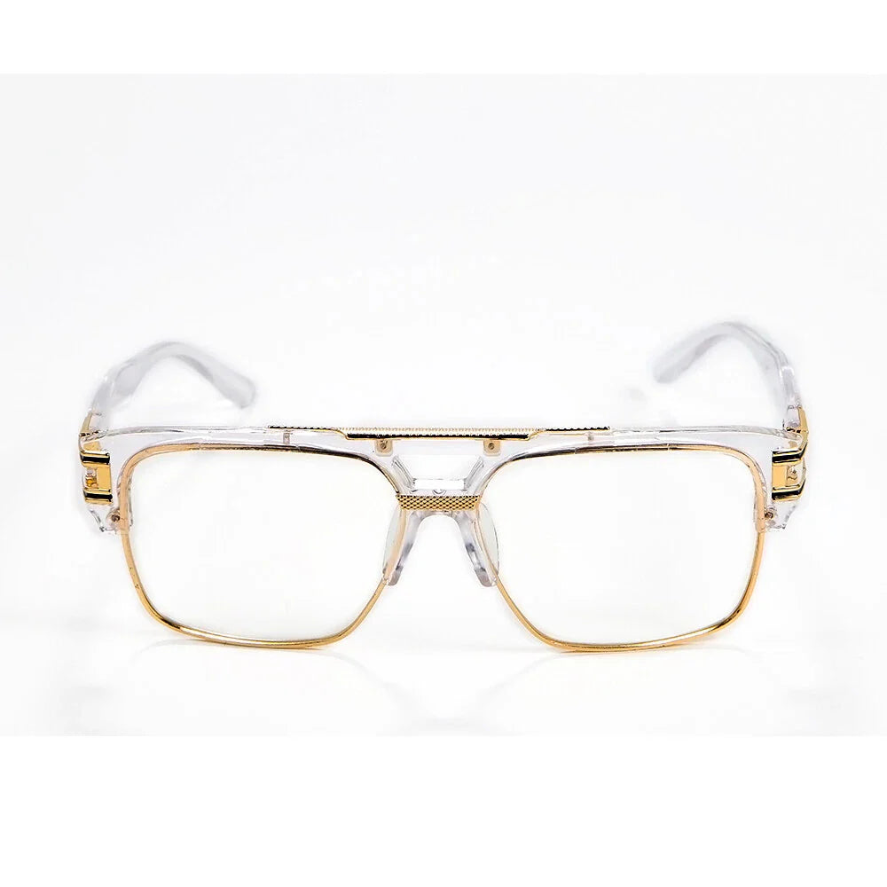 Men'S Sunglasses Designer Fashion Square Clear Gold Frame Clear Lens Style W/Box