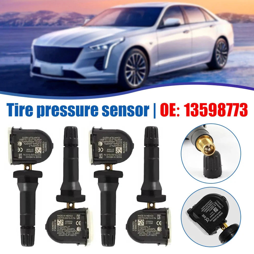 4 PACK Tire Pressure Monitor Sensor for GM Buick Chevy GMC TPMS 433Mhz 13598773