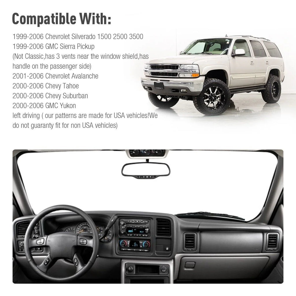 Car Dash Cover Mat Dashboard Pad for Chevy Silverado 1500 2500 Tahoe 2001-2006